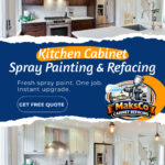 Professional kitchen cabinet spray painting & refacing